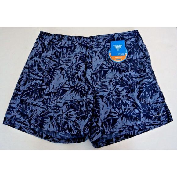 Columbia FM1107 448 Men's Sz XL Navy Hawaiian Super Backcast 6" Swim Shorts - Picture 1 of 8